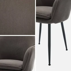 Sillón de pana con patas de metal negro mate