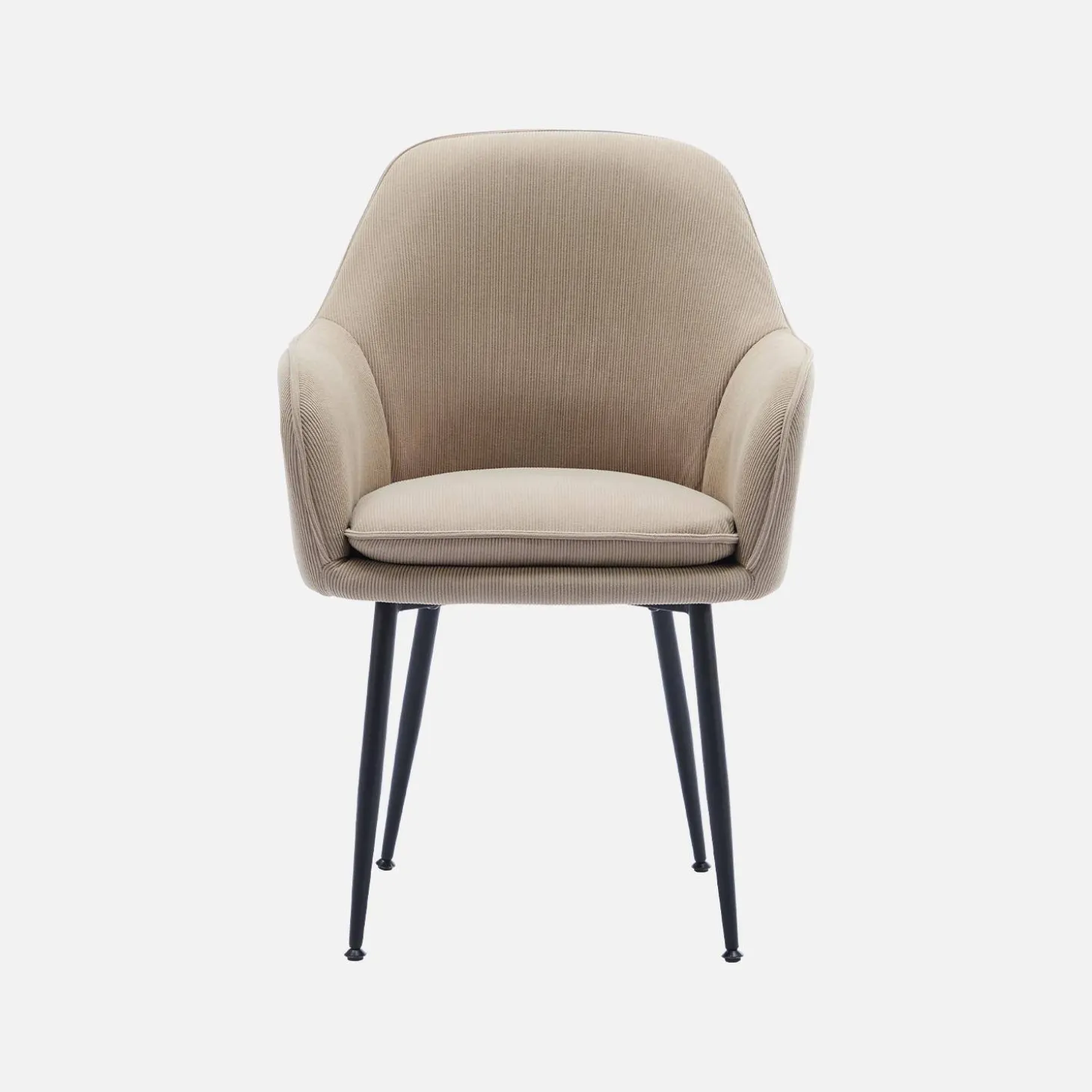 Sillón de pana con patas de metal negro mate, set de 2
