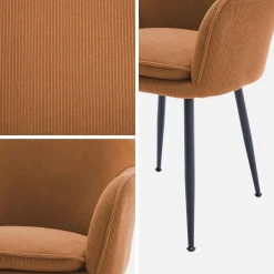 Sillón de pana con patas de metal negro mate