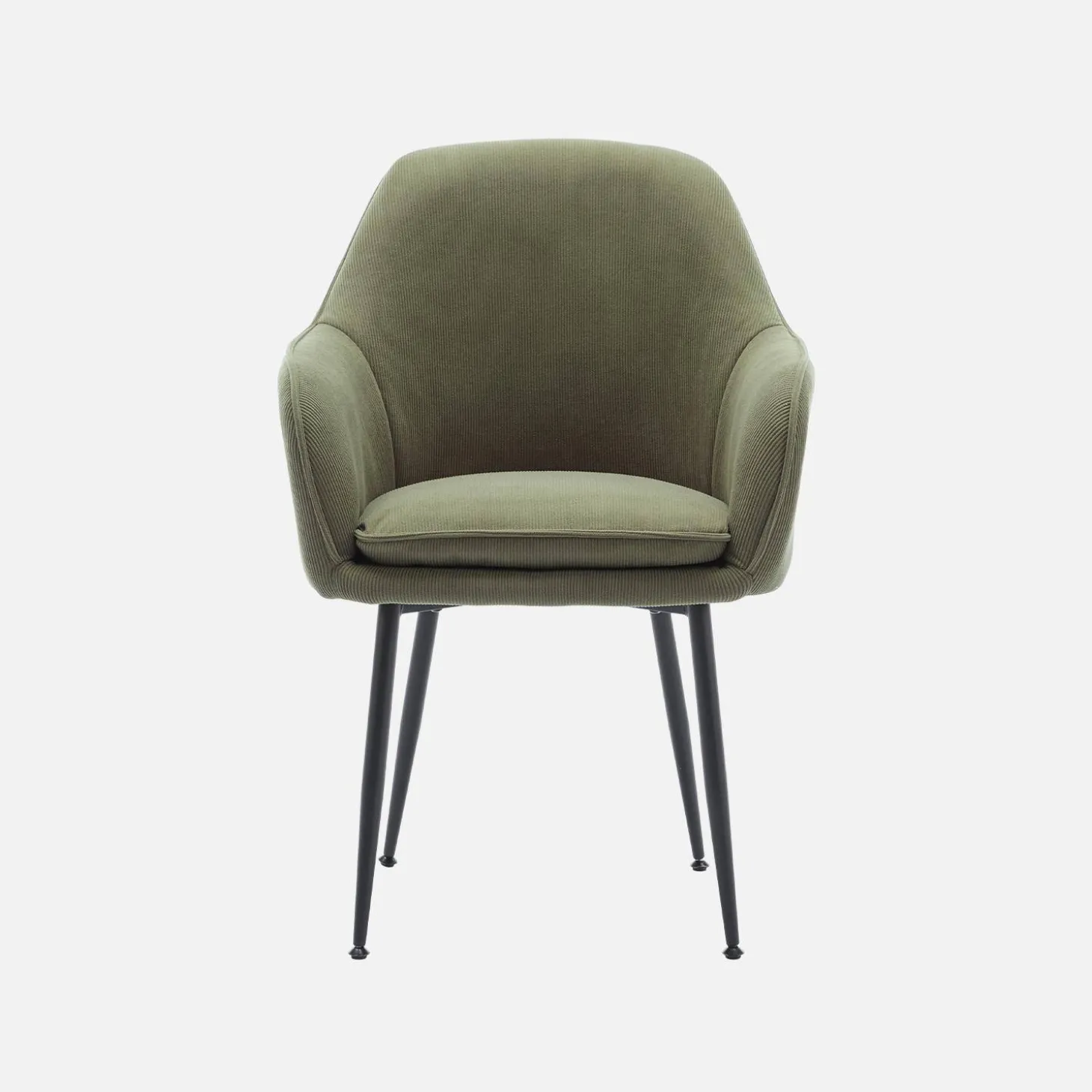 Sillón de pana con patas de metal negro mate