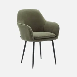 Sillón de pana con patas de metal negro mate