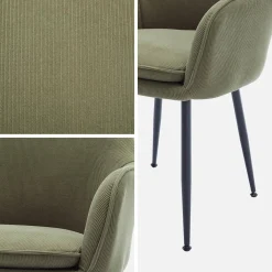 Sillón de pana con patas de metal negro mate