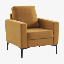 Sillón de pana y patas de metal
