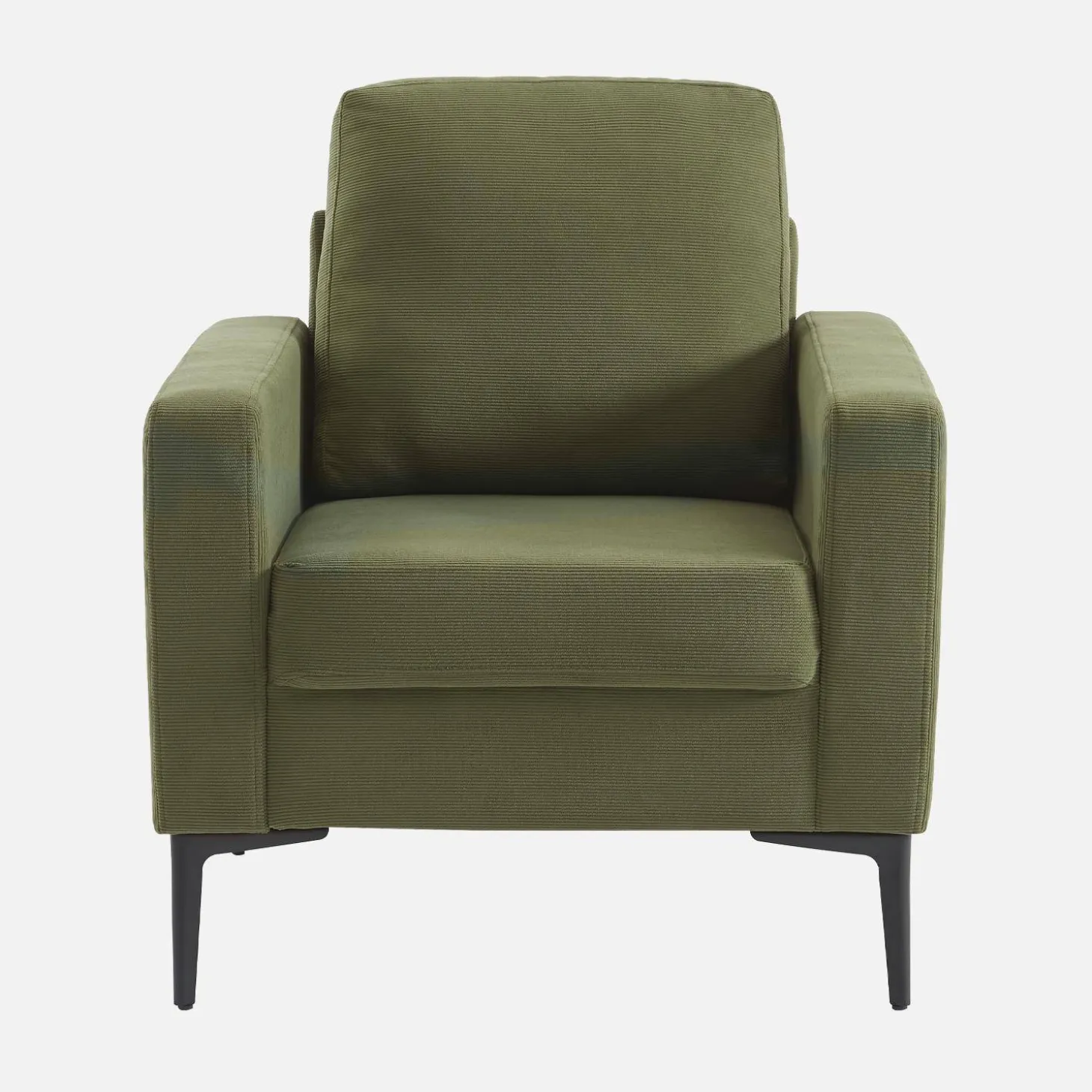 Sillón de pana y patas de metal