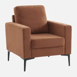 Sillón de pana y patas de metal