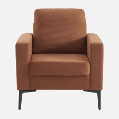 Sillón de pana y patas de metal