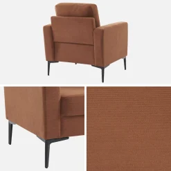 Sillón de pana y patas de metal
