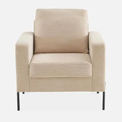 Sillón de pana y patas de metal