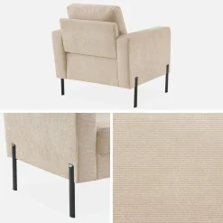 Sillón de pana y patas de metal