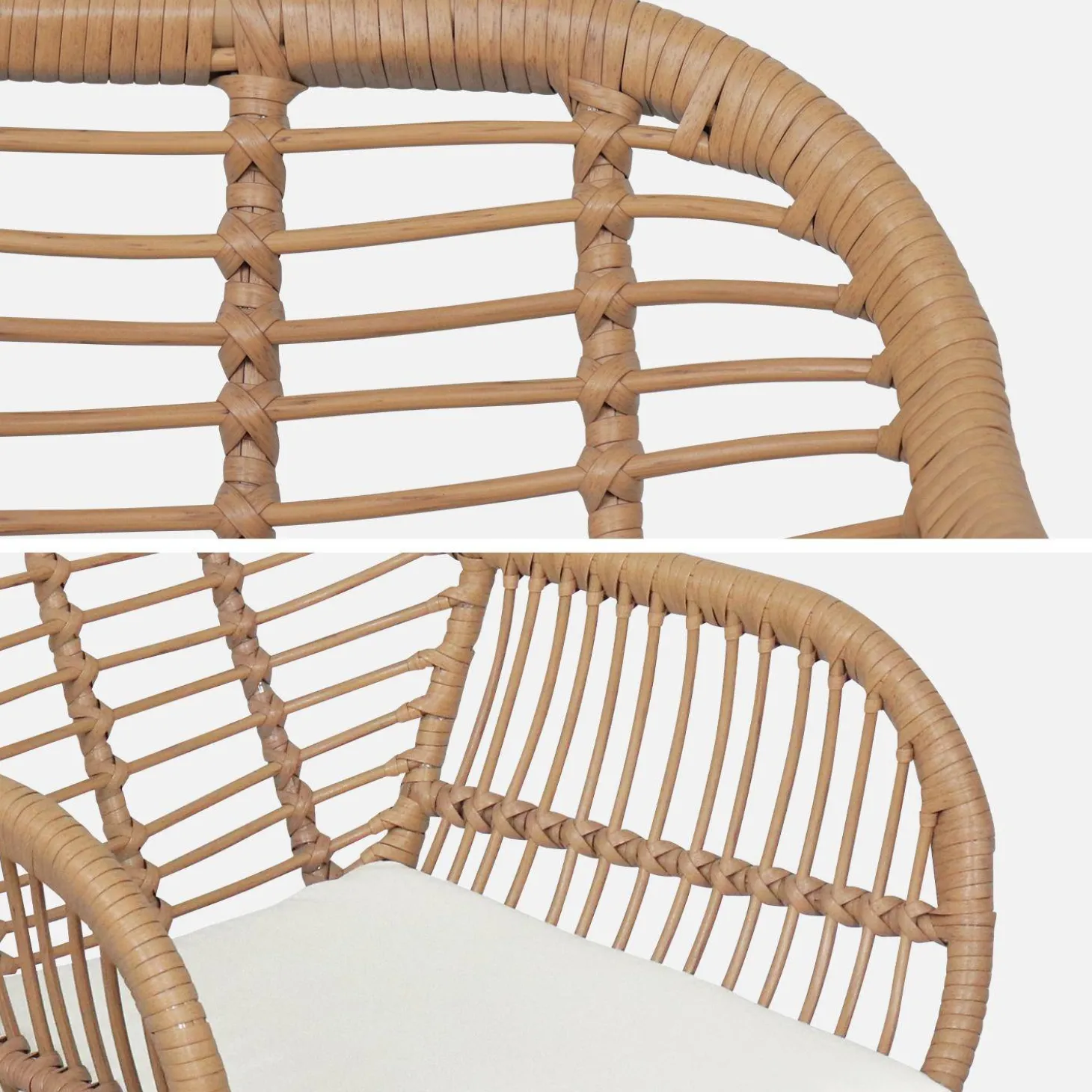 Sillón de resina de bambú y efecto metálico, set de 2