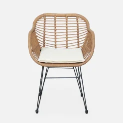 Sillón de resina de bambú y efecto metálico, set de 2