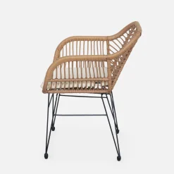 Sillón de resina de bambú y efecto metálico, set de 2