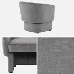 Sillón de tela con respaldo y base redondeada