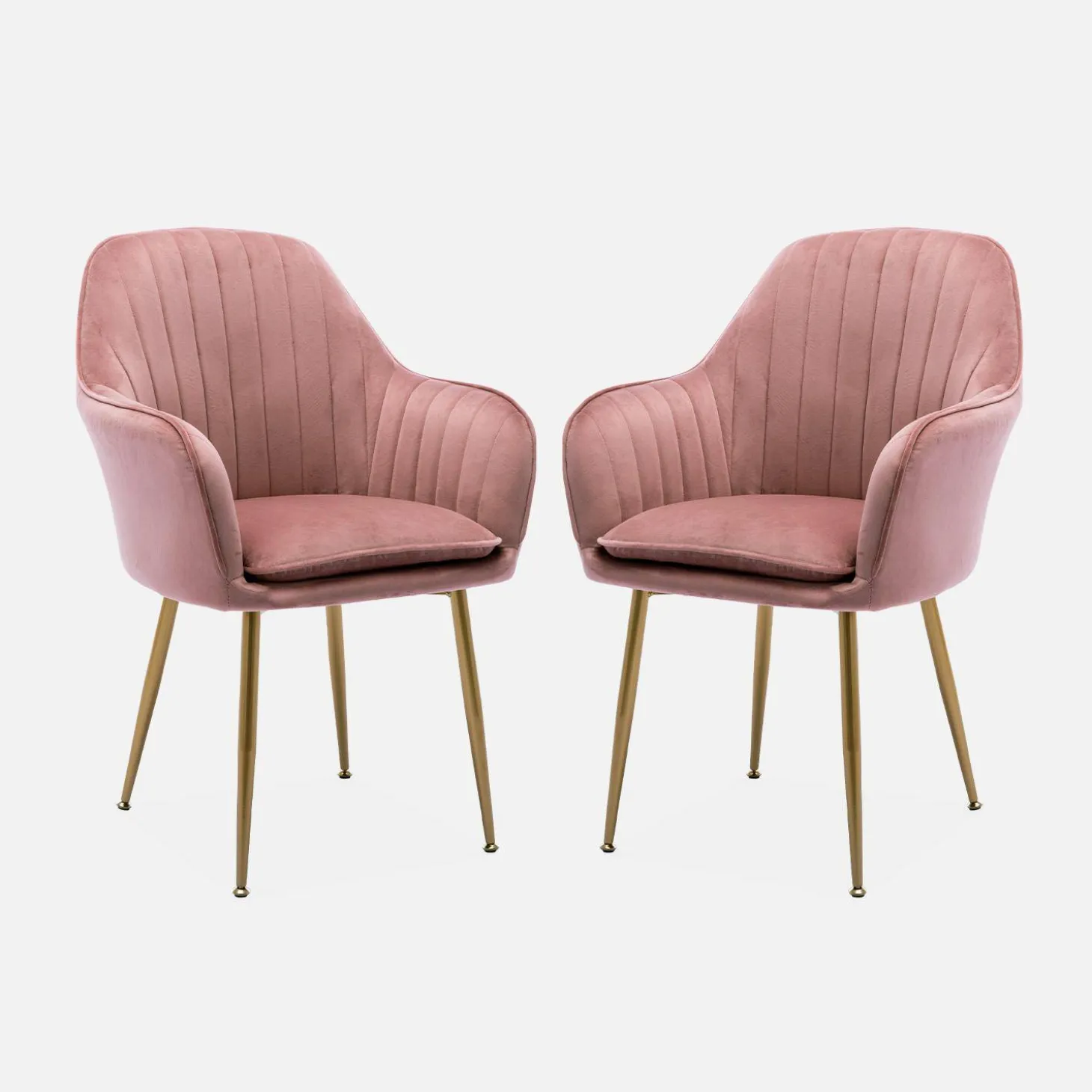 Sillón de terciopelo con patas de metal, set de 2