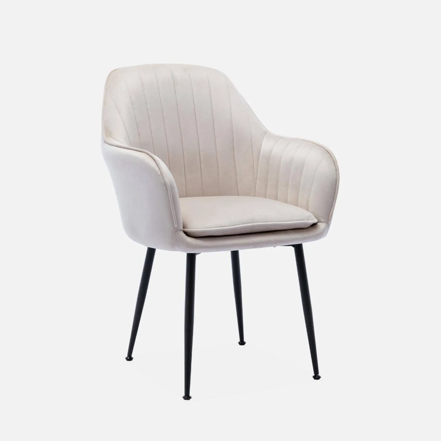Sillón de terciopelo con patas de metal