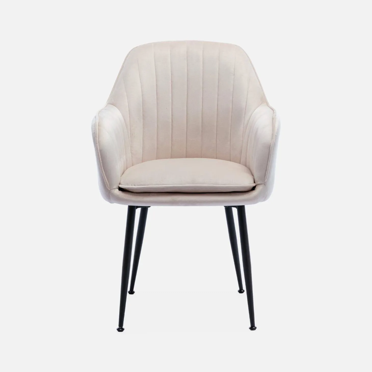 Sillón de terciopelo con patas de metal, set de 4