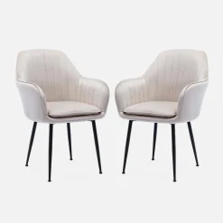Sillón de terciopelo con patas de metal, set de 2