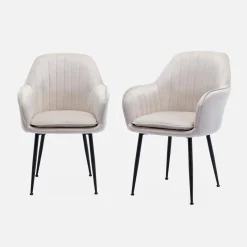 Sillón de terciopelo con patas de metal, set de 2