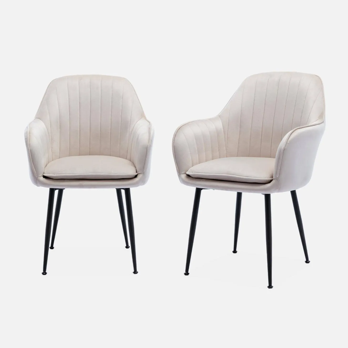 Sillón de terciopelo con patas de metal, set de 2