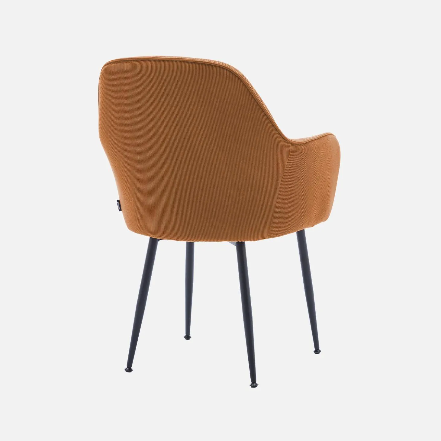 Sillón de terciopelo de canalé y patas de metal negro, set de 4