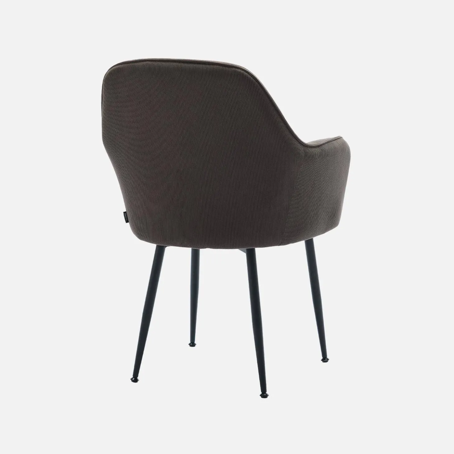 Sillón de terciopelo de canalé y patas de metal negro, set de 4