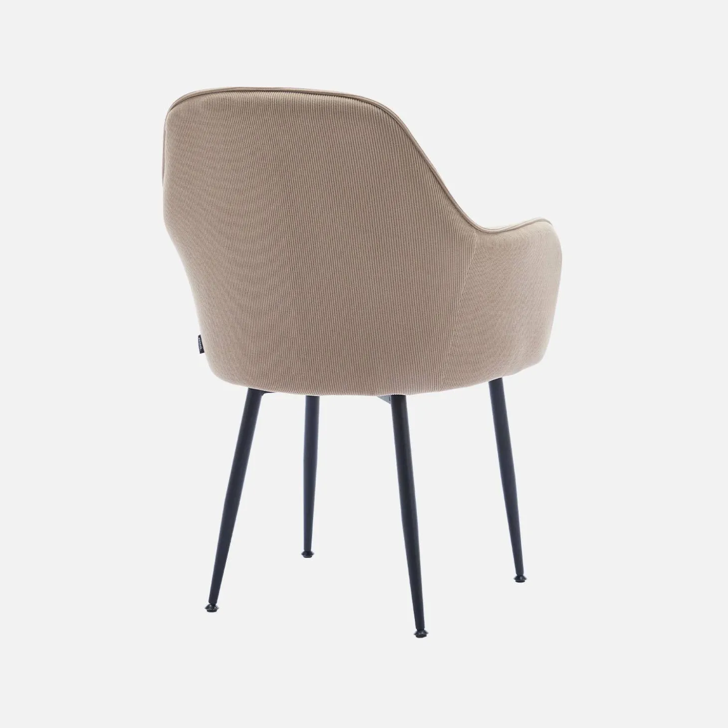 Sillón de terciopelo de canalé y patas de metal negro, set de 4