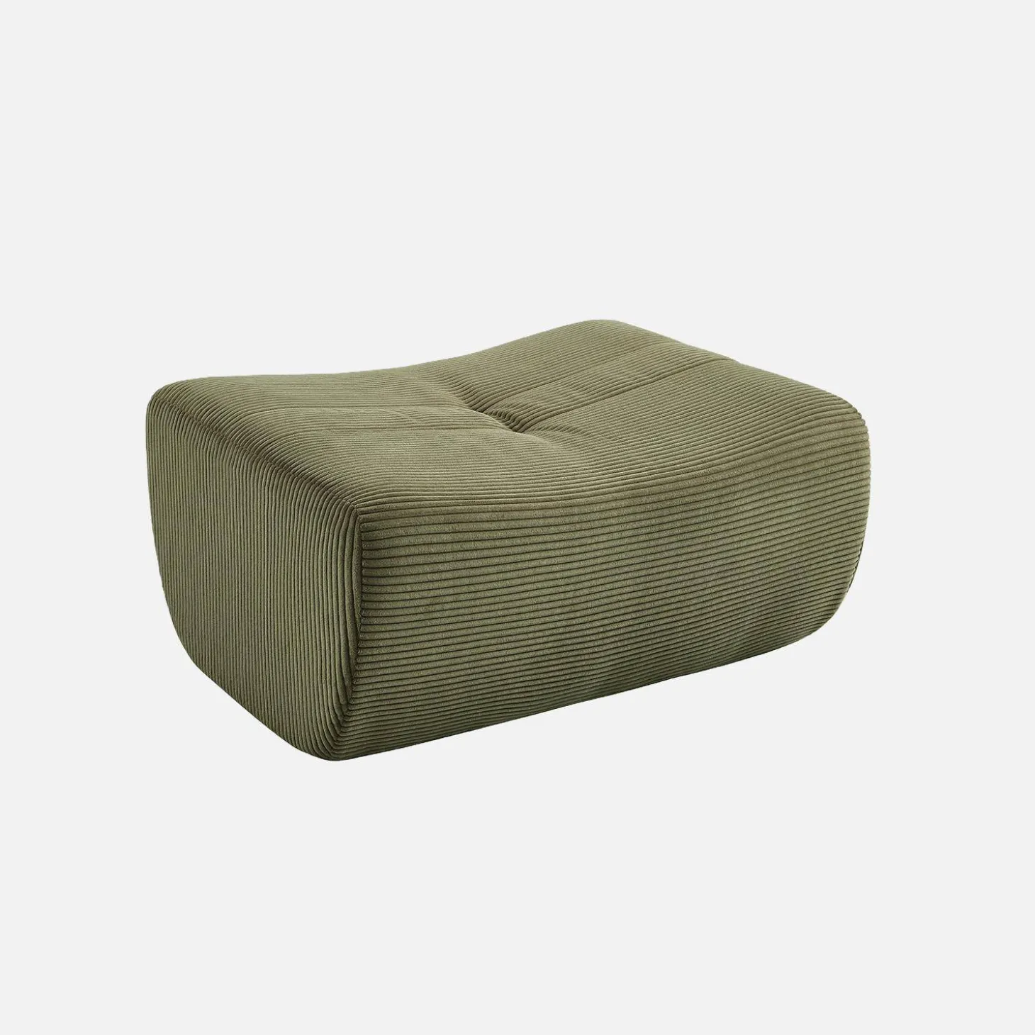 Sillón de terciopelo de pana fina con reposapiés