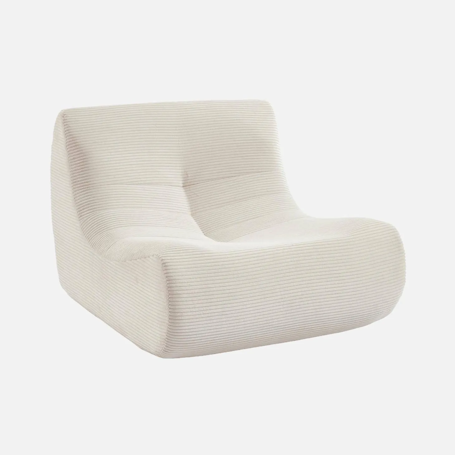 Sillón de terciopelo de pana fina con reposapiés