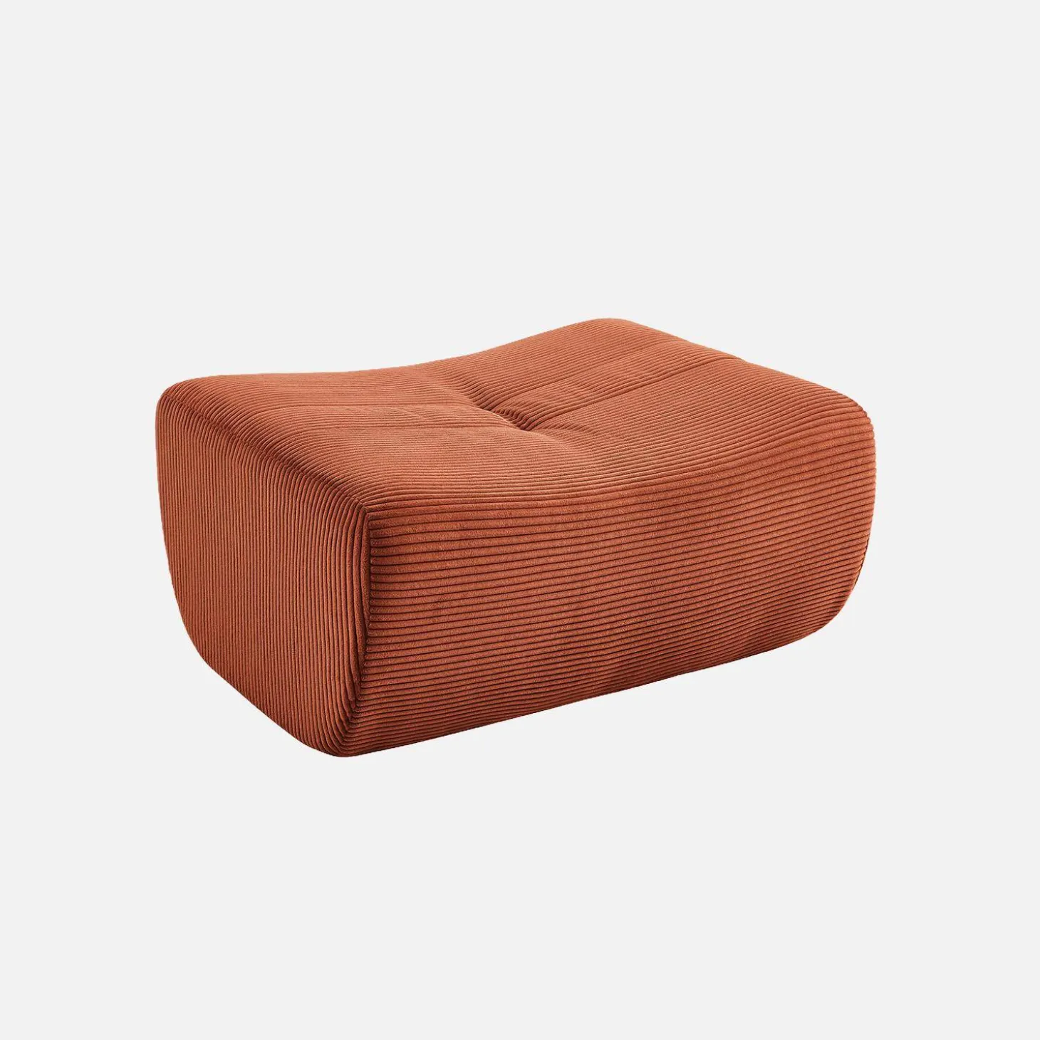 Sillón de terciopelo de pana fina con reposapiés