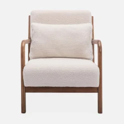 Sillón escandinavo de borreguito y madera de hevea