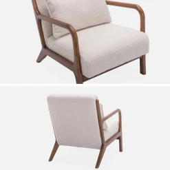 Sillón escandinavo de borreguito y madera de hevea