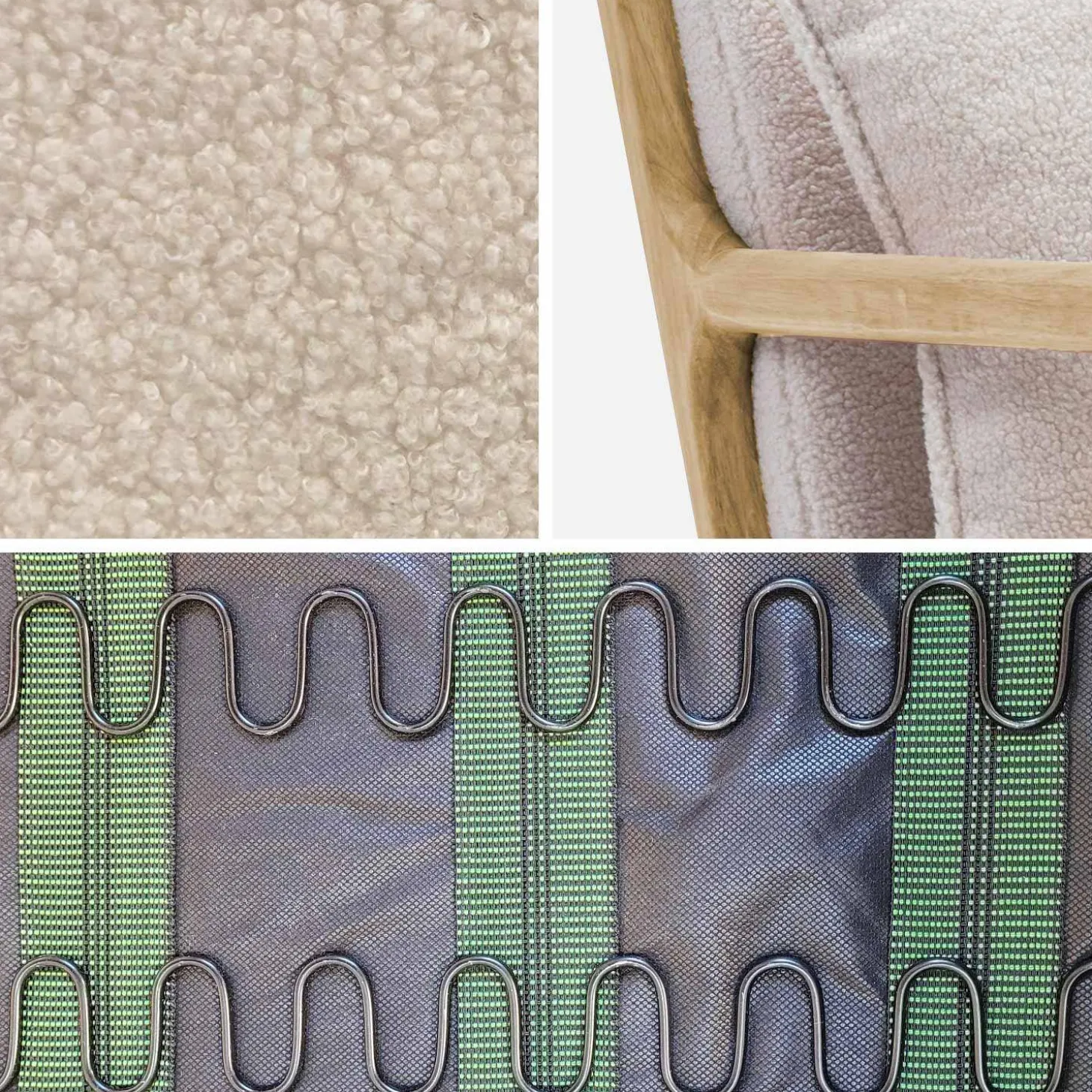 Sillón escandinavo de madera y tela borreguito