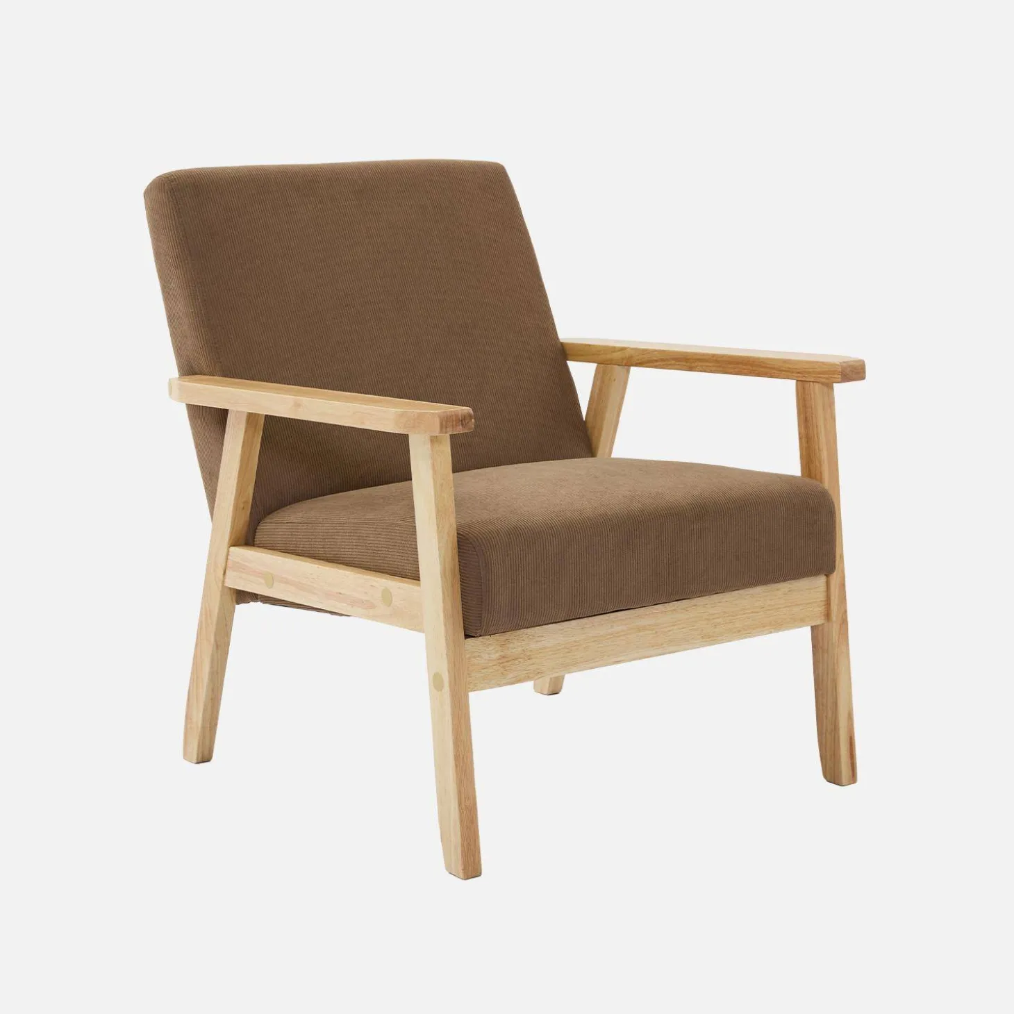 Sillón escandinavo de madera y pana
