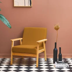 Sillón escandinavo de madera y pana