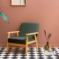 Sillón escandinavo de madera y pana