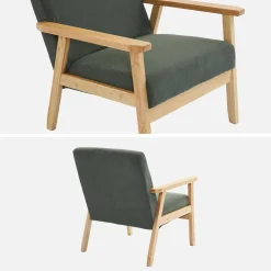 Sillón escandinavo de madera y pana