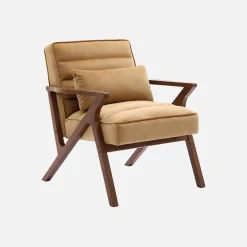 Sillón escandinavo de madera de hevea y terciopelo