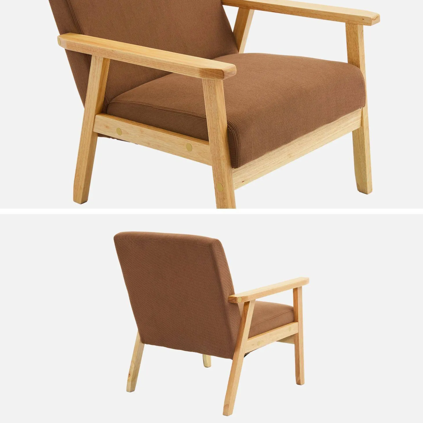 Sillón escandinavo de madera y pana