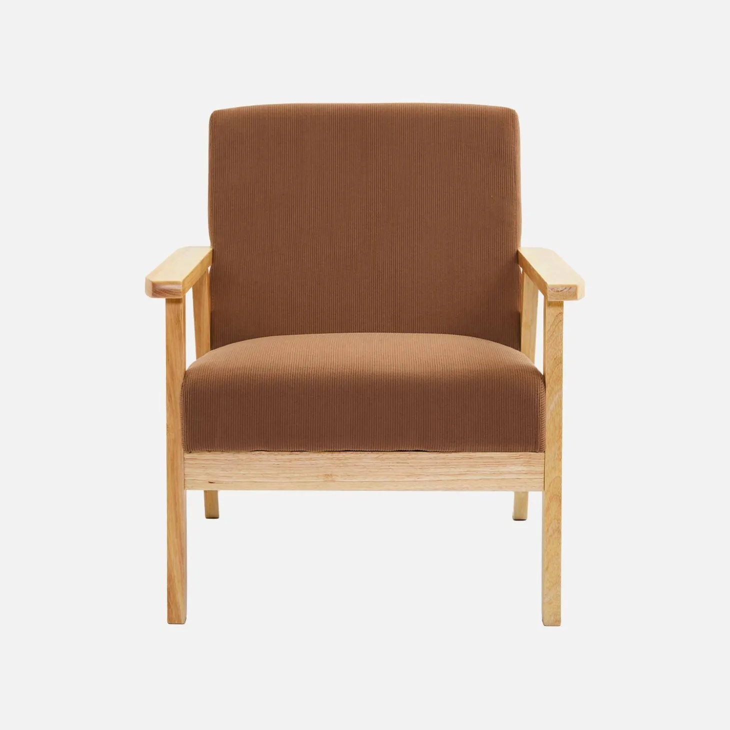 Sillón escandinavo de madera y pana