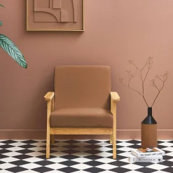 Sillón escandinavo de madera y pana