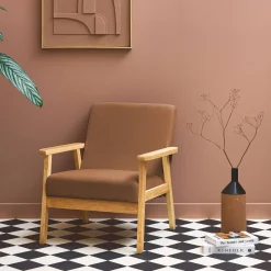 Sillón escandinavo de madera y pana