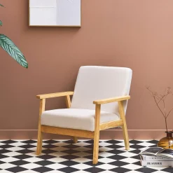 Sillón escandinavo de madera y pana