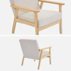 Sillón escandinavo de madera y pana