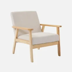 Sillón escandinavo de madera y pana