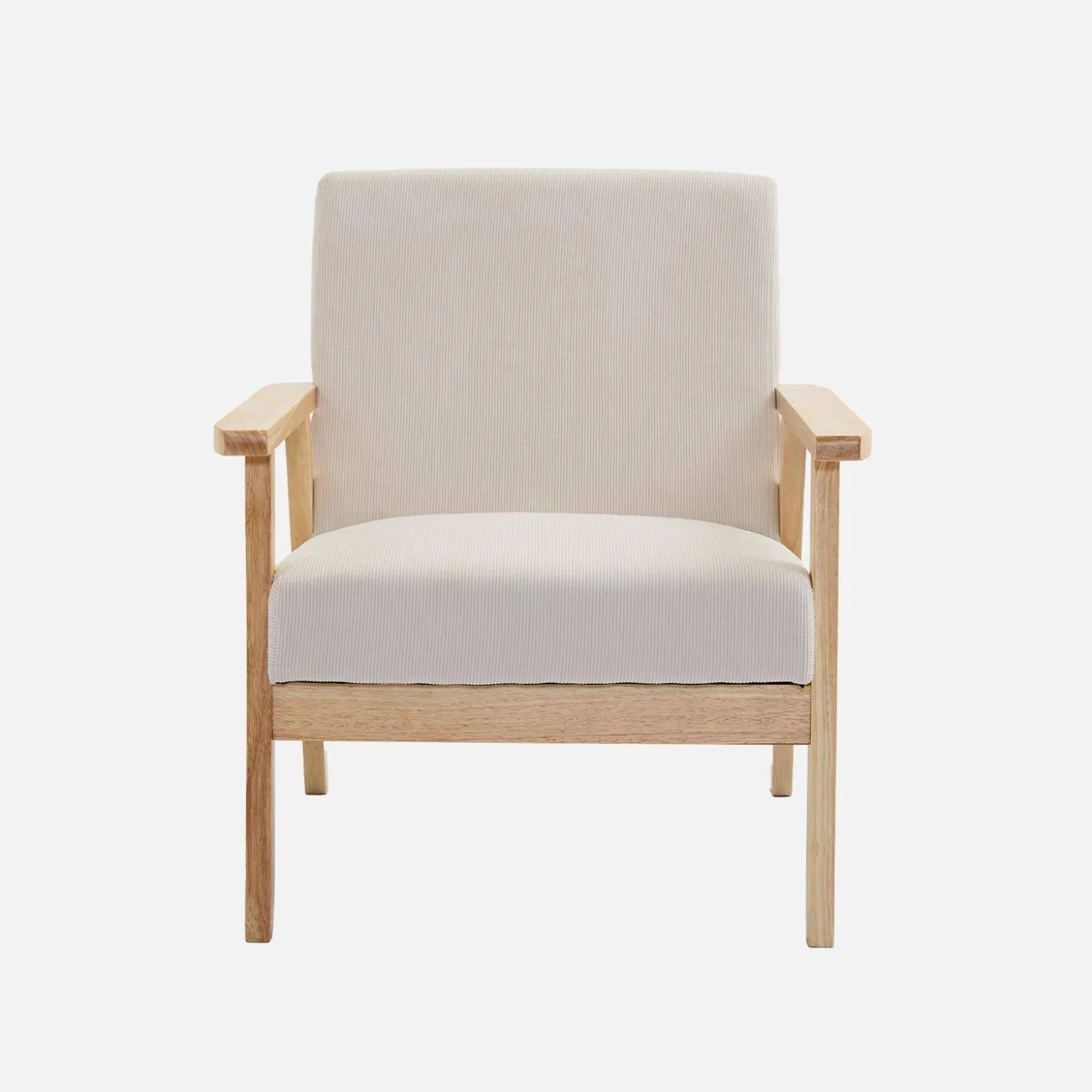 Sillón escandinavo de madera y pana