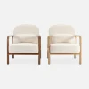 Sillón escandinavo de madera de hevea y borreguito