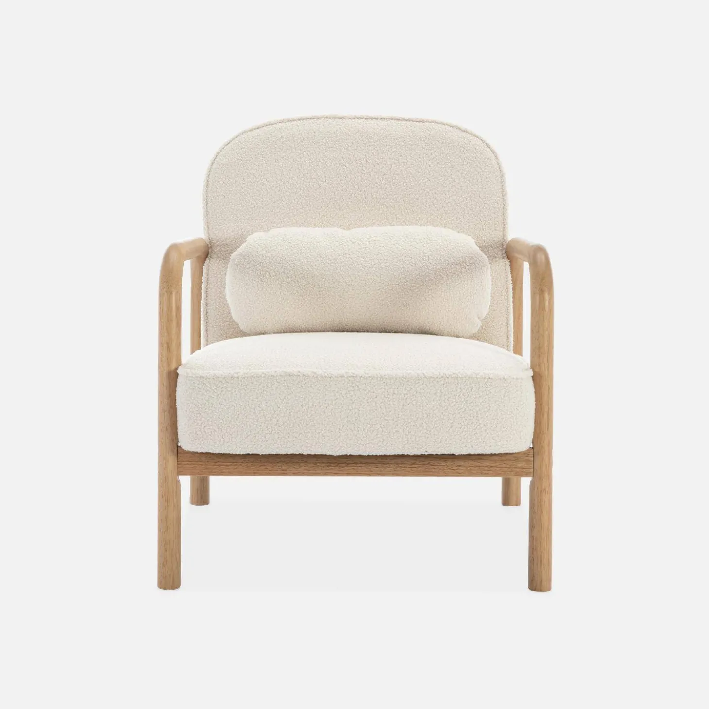 Sillón escandinavo de madera de hevea y borreguito