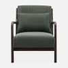 Sillón escandinavo de pana y madera de hevea