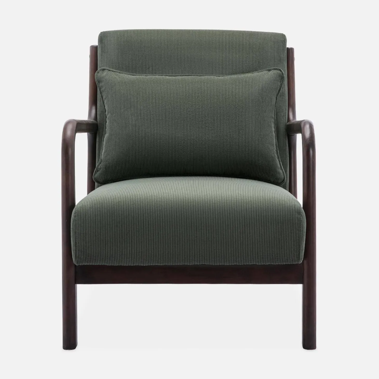 Sillón escandinavo de pana y madera de hevea