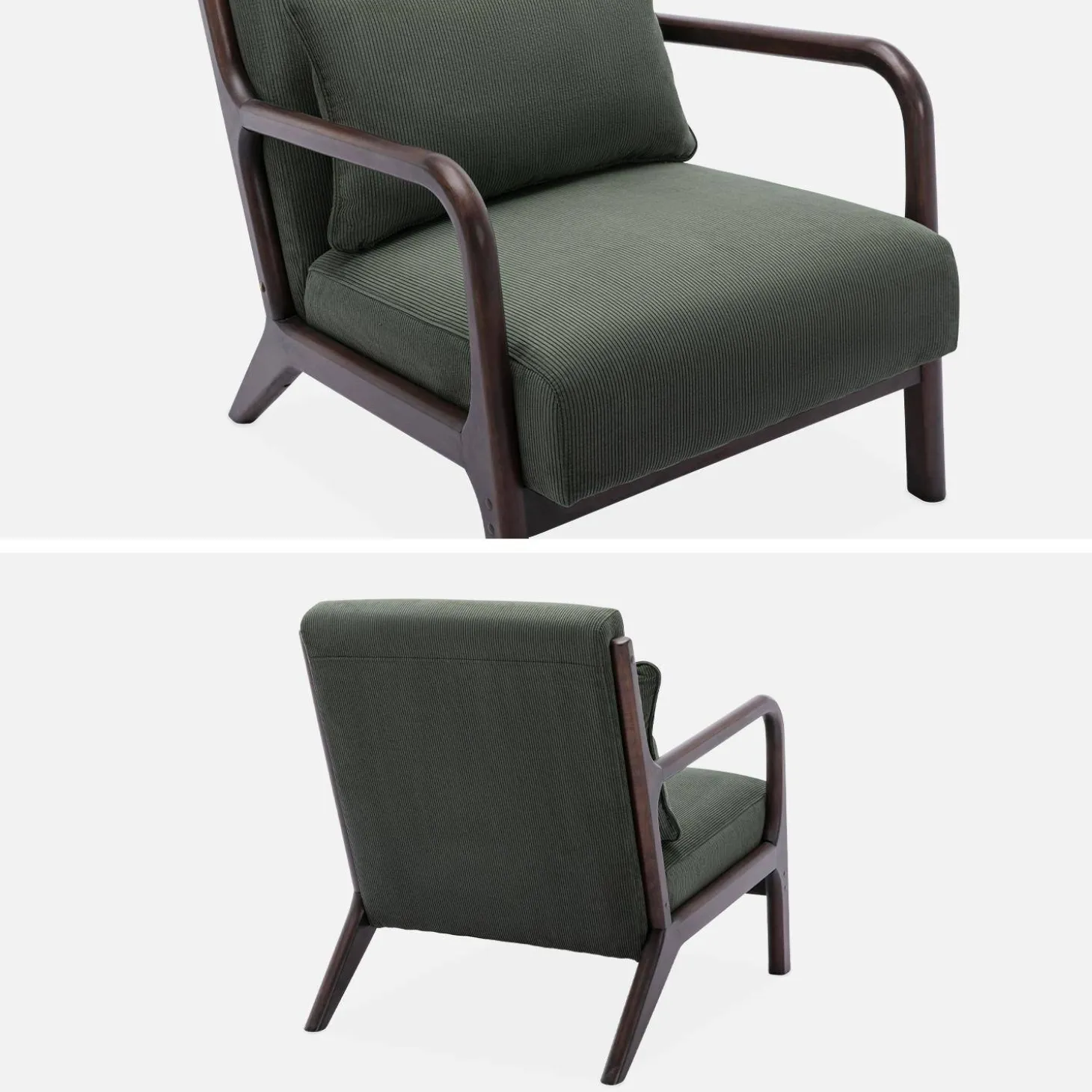 Sillón escandinavo de pana y madera de hevea